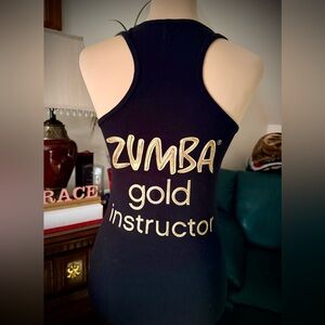 Zumba Fitness Black Tank with Gold Print